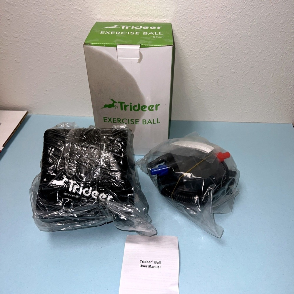 New Trideer Medium Exercise Ball 19- 22"/48-‎ 55cm w/ Original Box & Accessories